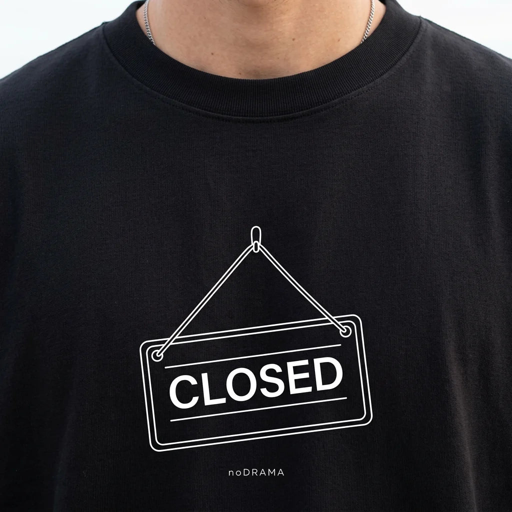 Черна OVERSIZED тениска „CLOSED“ — noDRAMA