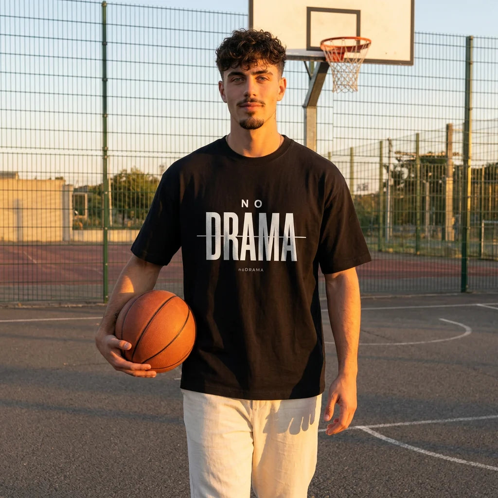 Черна OVERSIZED тениска „NO DRAMA“ — noDRAMA