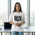 Бяла OVERSIZED тениска „WIN IN SILENCE“ — noDRAMA