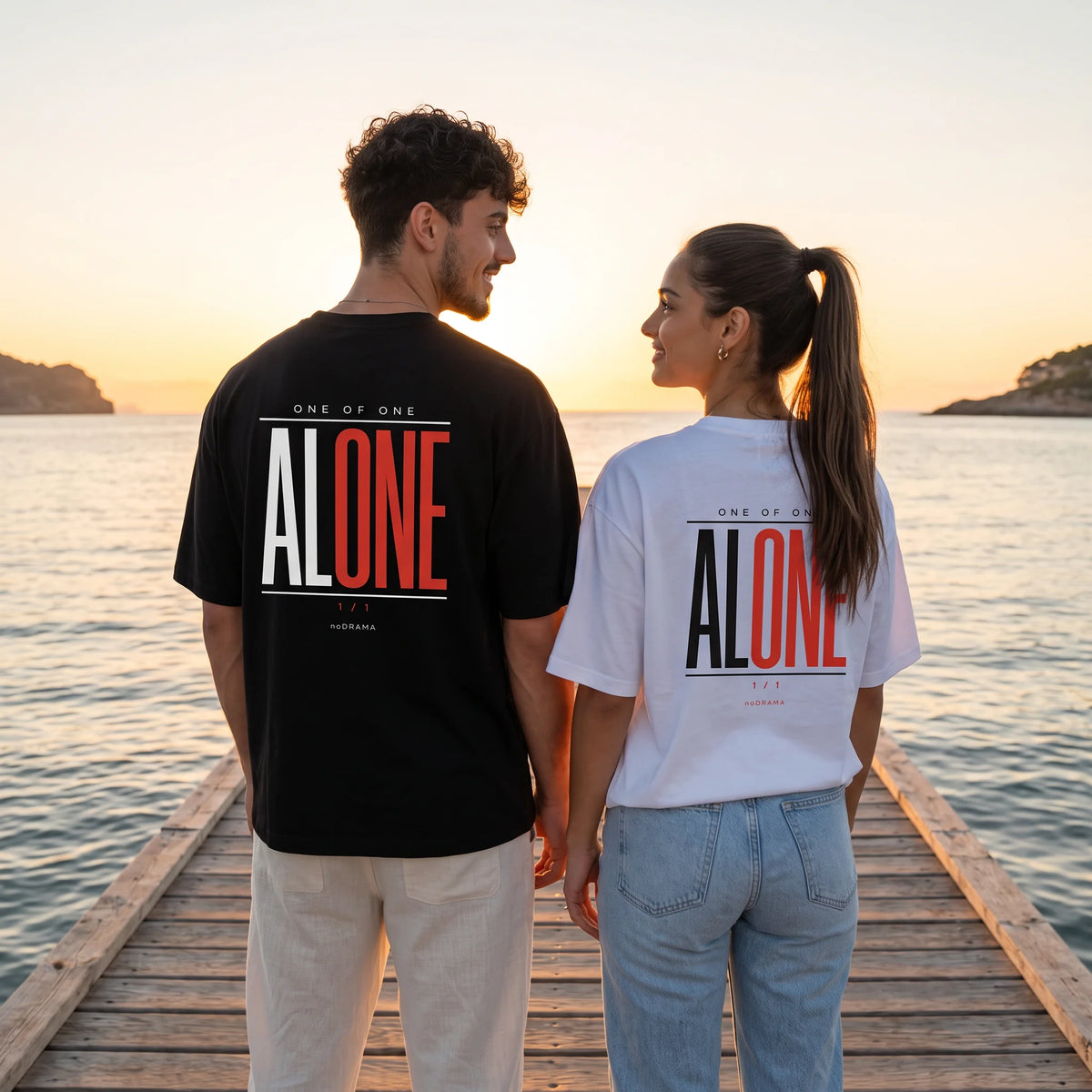 Комплект тениски за двойки „ALONE“ — noDRAMA