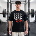 Черна OVERSIZED тениска „AGAIN AGAIN AGAIN GAIN“ — noDRAMA