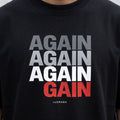 Черна OVERSIZED тениска „AGAIN AGAIN AGAIN GAIN“ — noDRAMA