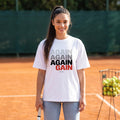 Бяла OVERSIZED тениска „AGAIN AGAIN AGAIN GAIN“ — noDRAMA