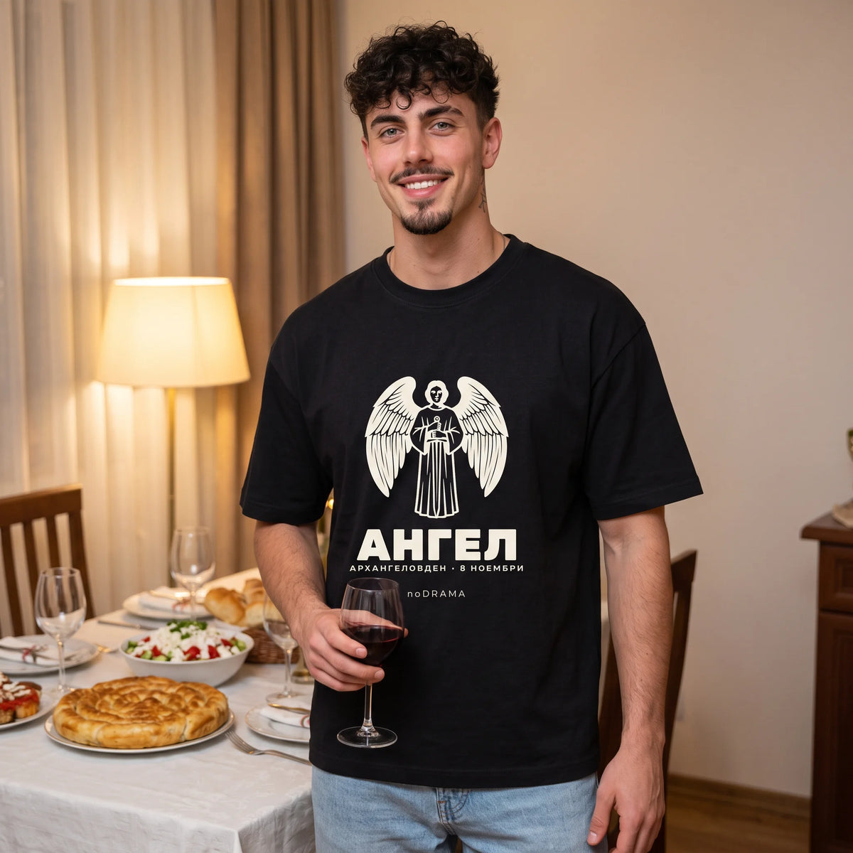 Черна OVERSIZED тениска „АНГЕЛ“ — noDRAMA