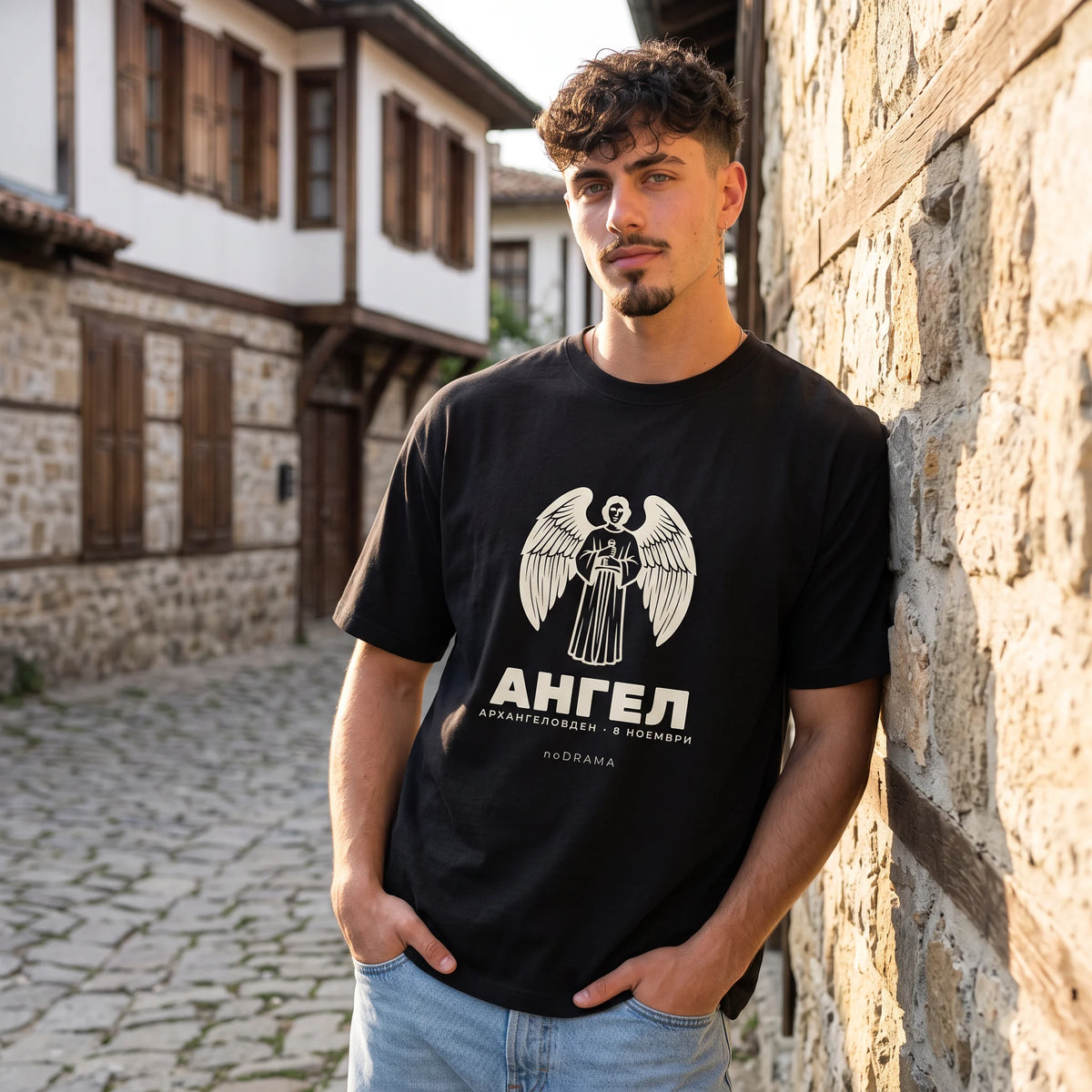 Черна OVERSIZED тениска „АНГЕЛ“ — noDRAMA