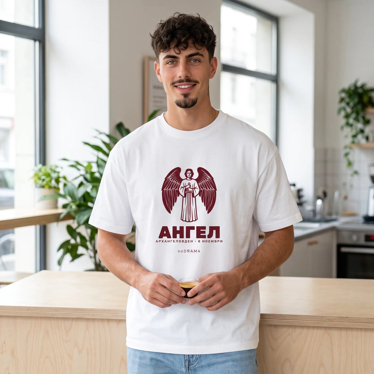 Бяла OVERSIZED тениска „АНГЕЛ“ — noDRAMA