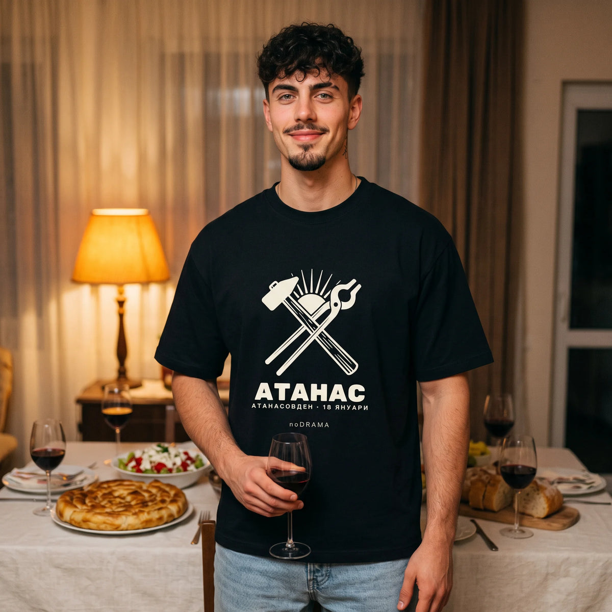 Черна OVERSIZED тениска „АТАНАС“ — noDRAMA