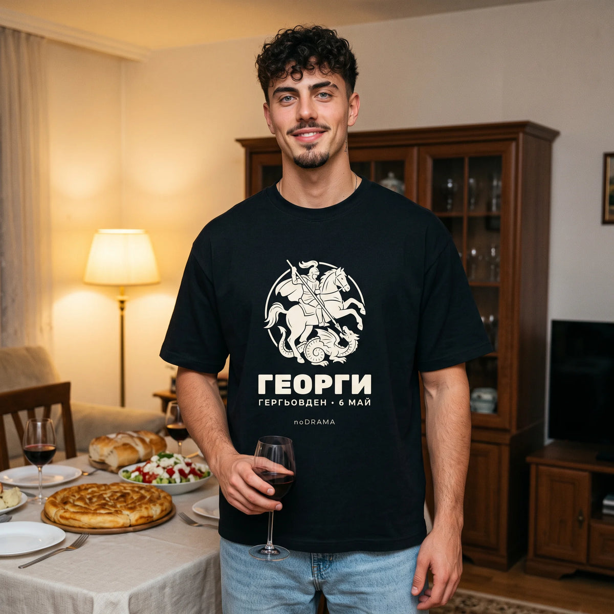 Черна OVERSIZED тениска „ГЕОРГИ“ — noDRAMA