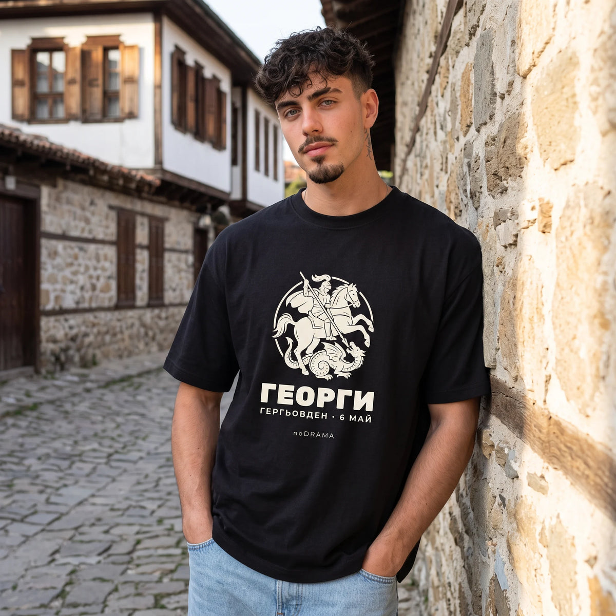 Черна OVERSIZED тениска „ГЕОРГИ“ — noDRAMA