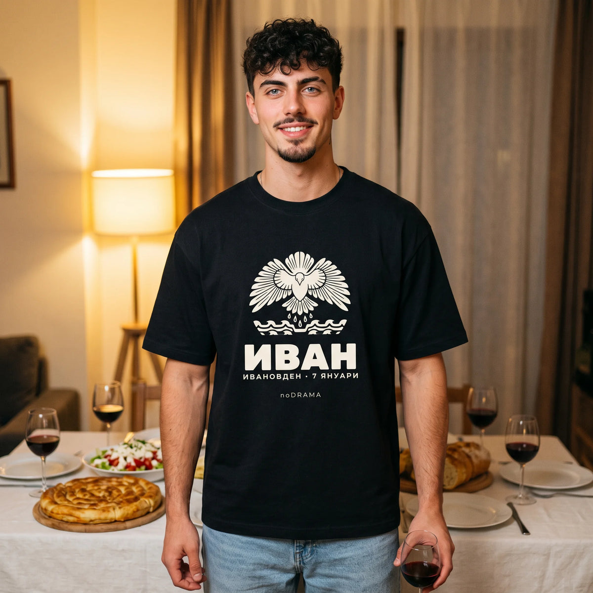 Черна OVERSIZED тениска „ИВАН“ — noDRAMA