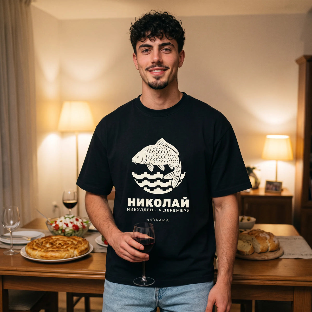 Черна OVERSIZED тениска „НИКОЛАЙ“ — noDRAMA
