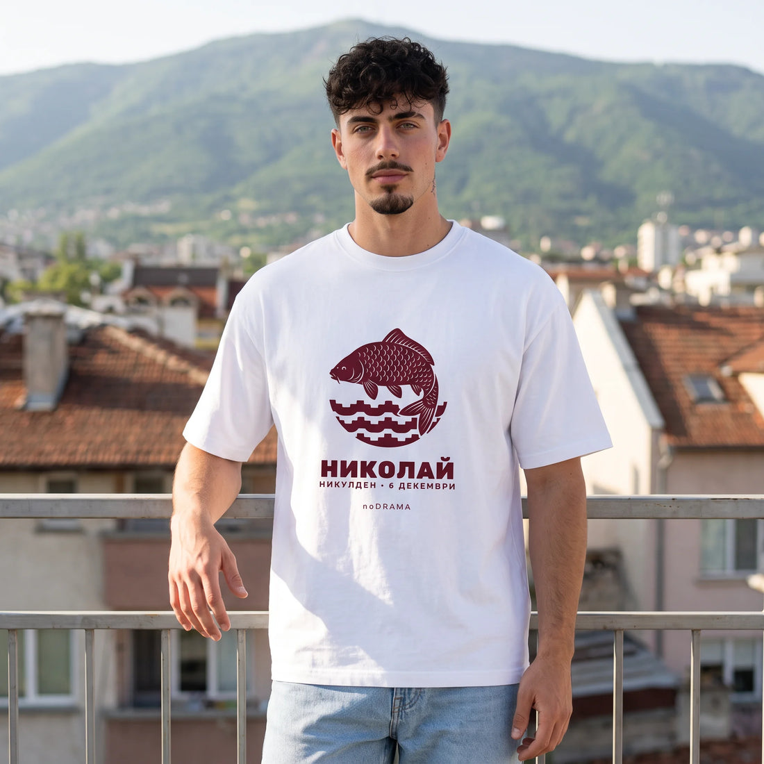Бяла OVERSIZED тениска „НИКОЛАЙ“ — noDRAMA