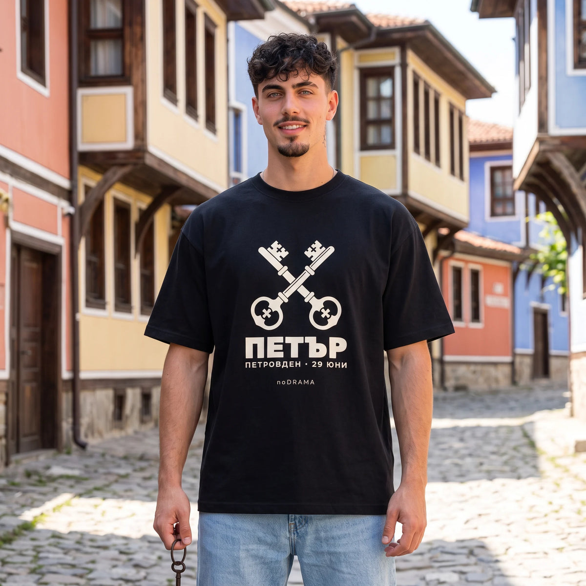 Черна OVERSIZED тениска „ПЕТЪР“ — noDRAMA