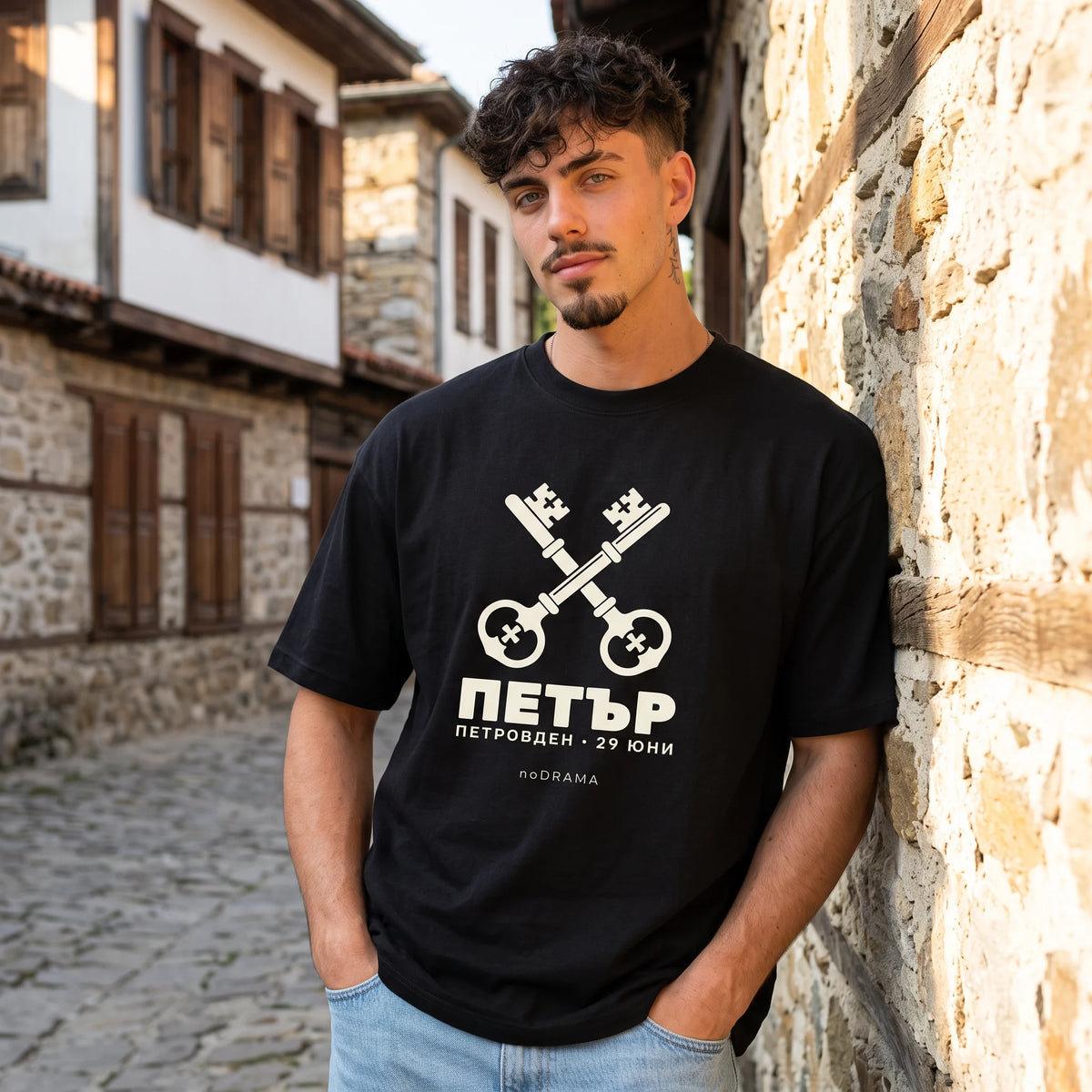 Черна OVERSIZED тениска „ПЕТЪР“ — noDRAMA