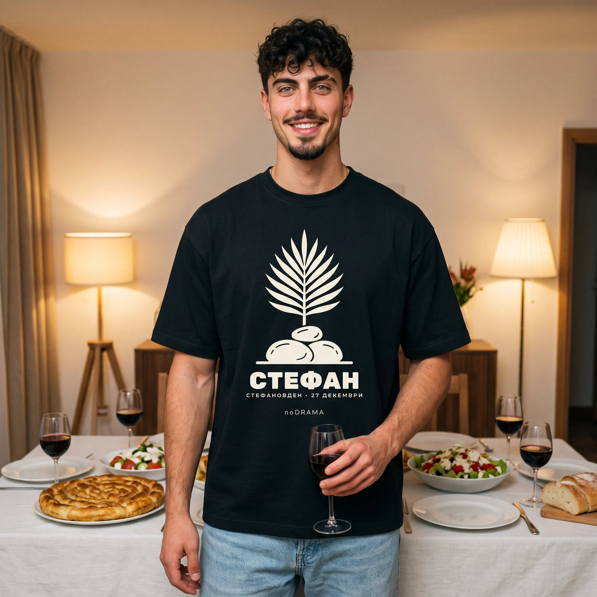 Черна OVERSIZED тениска „СТЕФАН“ — noDRAMA