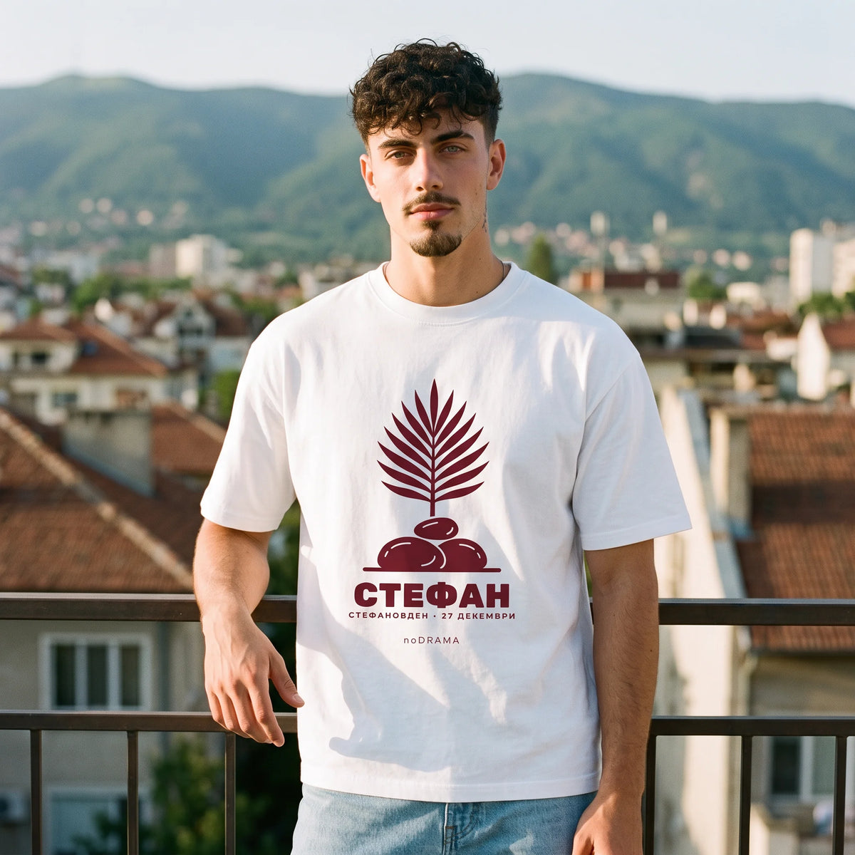 Бяла OVERSIZED тениска „СТЕФАН“ — noDRAMA